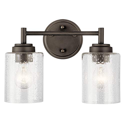 KICHLER Winslow 12.75" 2 Light Vanity Light with Clear Seeded Glass in Olde Bronze® - color: Old Bronze, size: 13"