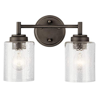 KICHLER Winslow 12.75" 2 Light Vanity Light with Clear Seeded Glass in Olde Bronze® - color: Old Bronze, size: 13"
