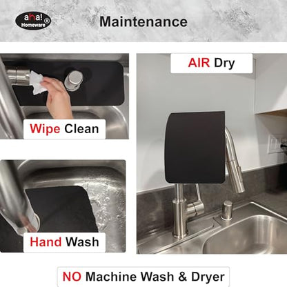 Customizable Faucet Mat Kitchen: AHA HOMEWARE Diatomite Rubber Kitchen Sink Splash Guard, Absorbent, Cuttable 2-PACK (Black, 29") - color: Black, size: 29" x 29"