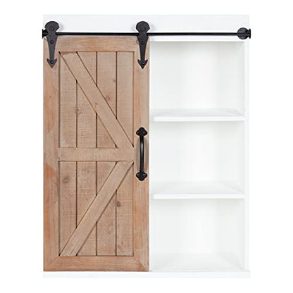 Kate and Laurel Cates Rustic Wall Cabinet; 22 x 28; White and Rustic Brown; Farmhouse Wall-Mounted Storage Cabinet - color: White/Rustic Brown