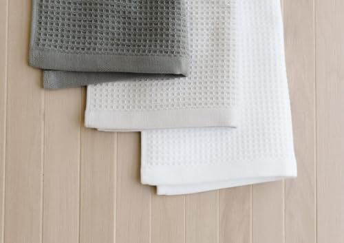 Cozy Earth Waffle Washcloths, Mini Textured Waffle Weave Pattern | 60% Cotton 40% Viscose from Bamboo Washcloths 13 x 13 Inches, Soft and Absorbent Terry, 4 Pack - color: White, size: Washcloth