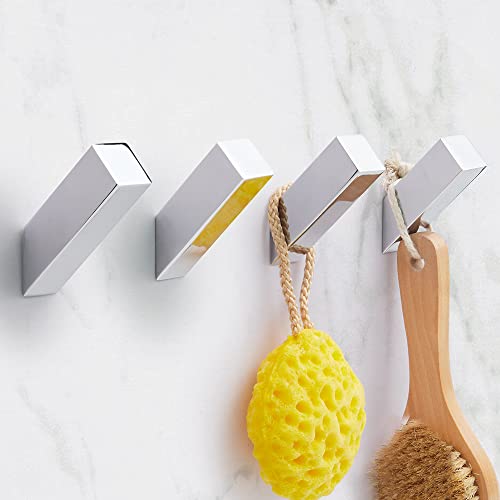 NINETREX Towel Hooks, Chrome SUS 304 Stainless Steel, Wall Mounted 4 Pack | Polished Chrome Finish, Heavy Duty, Rustproof, Scratch Resistant, for Bathroom Livingroom Hotel - color: Chrome, size: 4 Pack