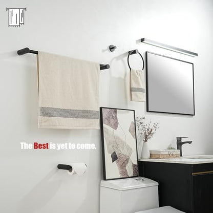 JQK Towel Bar Black, 26.5 Inch 304 Stainless Steel Thicken 0.8mm 2 Pieces Towel Rack Bathroom Wall Mount, Useable Length 24 Inch, TB610L24-PB - color: Black, size: 26.5 Inch