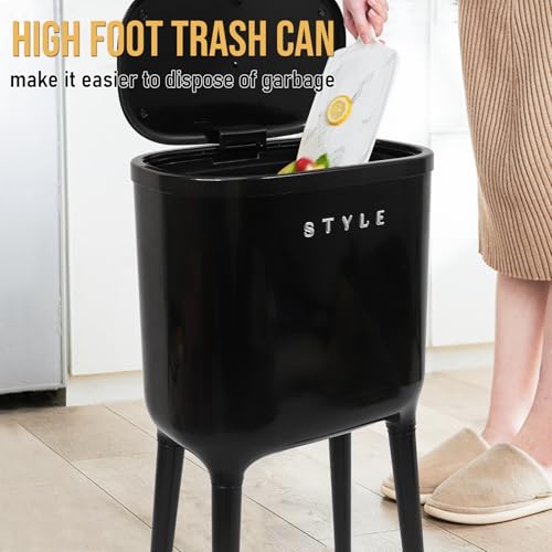 XPIY Trash Can with Lid, 2 Pack 4 Gallons/15 Liters Garbage Can with Press Top, Small Trash Can Dog Proof, Plastic Trash Bin, Waste Basket for Bathroom|Kitchen|Bedroom|Office (1, White new 3 Pack) - color: white new 3 pack