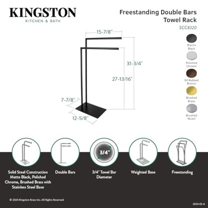 Kingston SCC8328 Pedestal 2-Tier Towel Rack, Brushed Nickel - color: Brushed Nickel