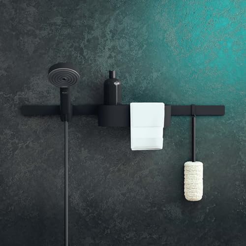 hansgrohe WallStoris Modern Handheld Shower Head Holder in Matte Black, 27917670 - color: Matte Black, style: American