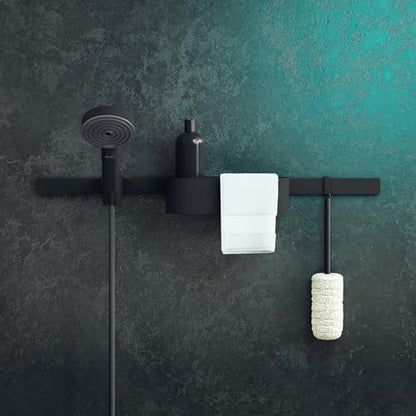 hansgrohe WallStoris Modern Handheld Shower Head Holder in Matte Black, 27917670 - color: Matte Black, style: American