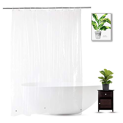 Clear Shower Curtain Liner 72 x 75 inch, PEVA Heavy Duty Shower Liner with 3 Weights, Transparent, 100% Waterproof - color: Clear, size: 72"W x 75"L (Pack of 1)