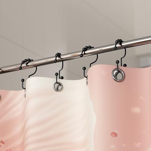 Titanker Shower Curtain Hooks Rings, Rust Resistant Metal Double Glide Shower Hooks Rings for Bathroom Shower Rods Curtains, Set of 24 Hooks - Black - color: Black-24pack, style: Modern