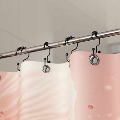 Titanker Shower Curtain Hooks Rings, Rust Resistant Metal Double Glide Shower Hooks Rings for Bathroom Shower Rods Curtains, Set of 24 Hooks - Black - color: Black-24pack, style: Modern