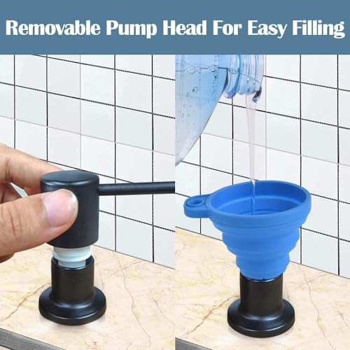 Soap Dispenser for Kitchen Sink (Matte Black), Built in Design Sink Soap Dispenser, Refill from The Top,Stainless Steel Kitchen Soap Pump with 10 fl.oz Bottle (300ml) - color: Matte Black, style: Antique