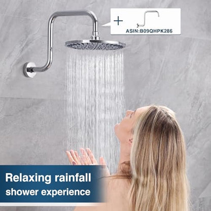 BRIGHT SHOWERS Rain Shower Head, 9 Inch High Pressure Waterfall Showerhead with Adjustable Angle and Anti-clogging Silicone Nozzles, Luxury Bathroom Overhead Shower, Chrome - color: Chrome