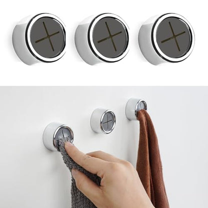 3-Piece Adhesive Towel Hook Set - Chrome Finish Silicone Claw Towel Holder for Kitchen, Bathroom, Outdoor Use - color: Gray