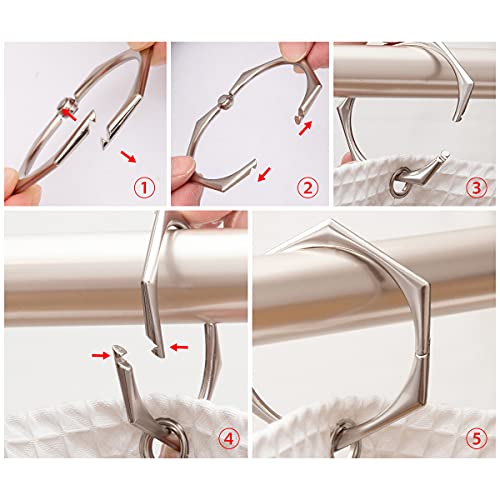 Shower Rings, Shower Curtain Rings for Bathroom, Rustproof Zinc Shower Curtain Hooks Rings, Set of 12 (Brushed Nickel) - color: Brushed Nickel