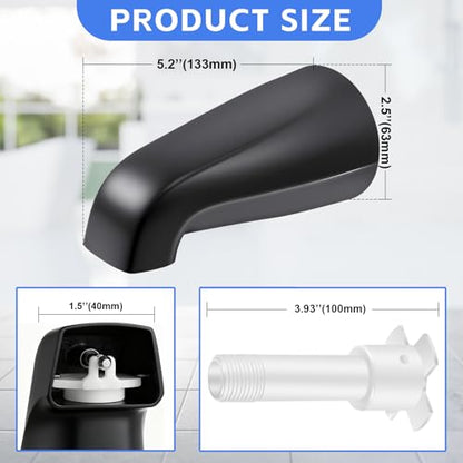 Enhon Tub Spout, Universal Fits 1/2'' Copper Pipe, 1/2'' IPS and 3/4'' IPS, Bathroom Bathtub Tub Faucet Replacement with Adapters(Without Diverter,Matte Black) - color: Matte Black, style: Without Diverter