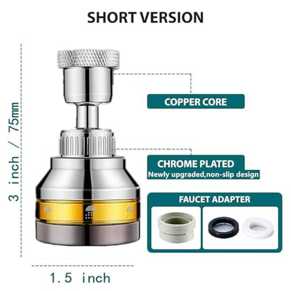 Kitchen Faucet Spray Head, Solid Brass and Stainless Steel, 360 Degree Rotatable Aerator – 3 Flow Mode Adjustable, High Pressure Booster, Anti-Splash, Water Saving Faucet Sink (Medium) - style: Medium