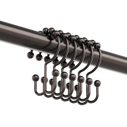 Zenna Home Metal Double Glide Shower Rings, Oil Rubbed Bronze – Set of 12 Heavy Duty, Rust-Resistant Shower Rings with Smooth Glide for Shower Curtains and Liners - color: Oil Rubbed Bronze