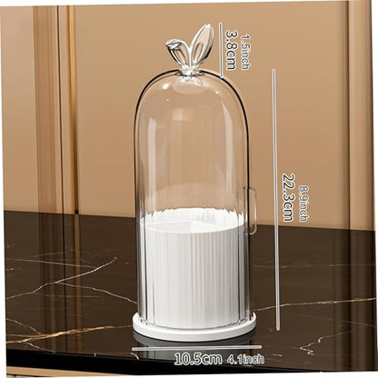 Covered Toothbrush Holders, Space-Saving Bathroom Organizer for Countertop, Dust-Free Vanity Storage for Makeup Brushes & Cosmetics, Ivory White Organizer Box