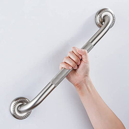 Anti Slip Shower Grab Bar, 16-Inch Toilet Textured Sturdy Hand Rail, Stylish Bathroom Armrest, Brushed Nickel Finish, Multi Function Assist Handle - color: Brushed Nickel, size: 16 Inch