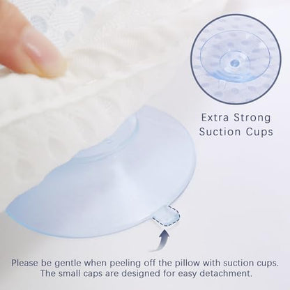 Bathtub Bath Pillows for Tub - Bath Tub Pillow Headrest with Ergonomic TPE, Bathtub Pillow for Neck & Back Support with Strong Suction Cups & Hook - size: Medium White