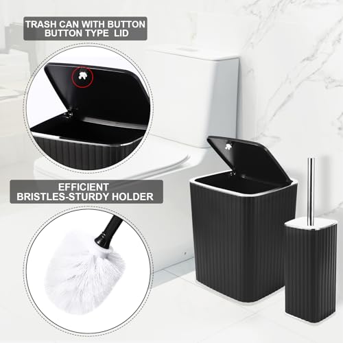 XLHOMO 26PC Bathroom Accessories Set - Gorgeous Black Bathroom Set, Bathroom Accessory Set, Black Shower Curtain Set with Bathtub Mats for Shower Tub - size: Bath Set+Bathtub Mat+Shower Curtain&Rugs, style: Black&Silver
