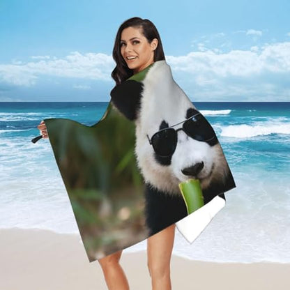 Panda Eating Bamboo Quick Dry Bath Towels - Super Soft Bath Towels for Home, Spa, Gym, Travel - color: Panda Eating Bamboo, size: 31.5"x63"