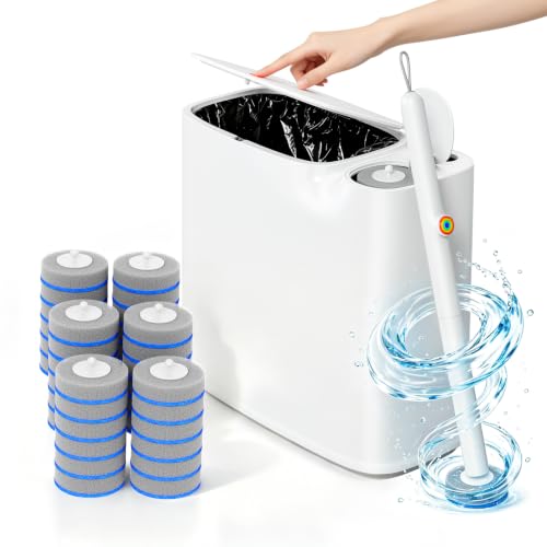CTIME 3 in 1 Bathroom Trash can with toilert Brush,36 Refills | 3 in 1,modern bathroom, 36 Refills,bathroom, toilet