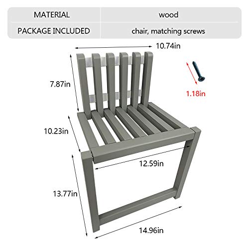 Folding Chair Wall-Mounted Invisible Shoe-Changing Stool Made of Solid Wood Wall Seat Folding with Support Legs Saving Space Suitable for Various Occasions Gray - color: Grey