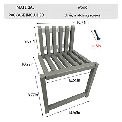 Folding Chair Wall-Mounted Invisible Shoe-Changing Stool Made of Solid Wood Wall Seat Folding with Support Legs Saving Space Suitable for Various Occasions Gray - color: Grey