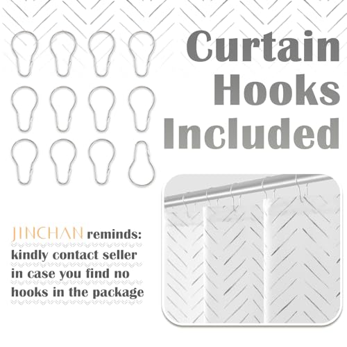 jinchan Grey and White Shower Curtain Inky Herringbone Chevron Zig Zag Waterproof Fabric Modern Farmhouse Shower Curtains for Bathroom with 12 Hooks 70x72 Inches - color: Inky Grey, size: 70"W x 72"L (Pack of 1)