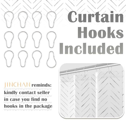 jinchan Grey and White Shower Curtain Inky Herringbone Chevron Zig Zag Waterproof Fabric Modern Farmhouse Shower Curtains for Bathroom with 12 Hooks 70x72 Inches - color: Inky Grey, size: 70"W x 72"L (Pack of 1)