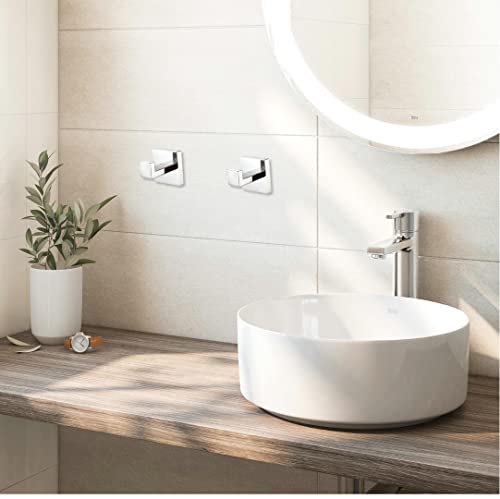 SHUNLI 4 PCS Chrome Towel Hooks for Bathroom, Wall Mounted Square Bath Hook Coat Hook Robe Hanger, Heavy Duty SUS304 Stainless Steel - color: Chrome