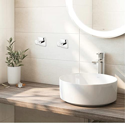SHUNLI 4 PCS Chrome Towel Hooks for Bathroom, Wall Mounted Square Bath Hook Coat Hook Robe Hanger, Heavy Duty SUS304 Stainless Steel - color: Chrome