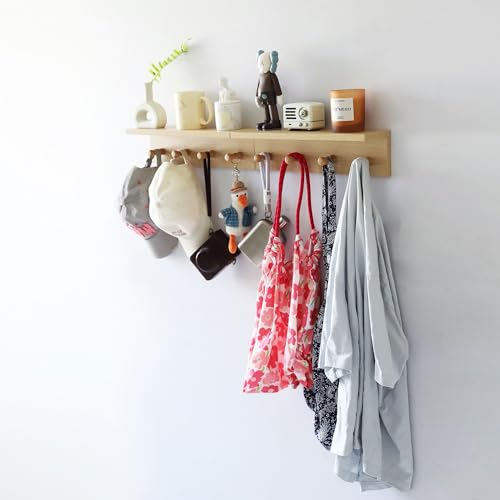 Entrance Coat Rack ，Coat Hooks, Wall-Mounted Wooden Hook Rack, Wall-Mounted Shelves(Oak Color Finish—A-2) - style: Oak color finish—A-2