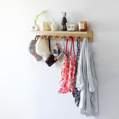 Entrance Coat Rack ，Coat Hooks, Wall-Mounted Wooden Hook Rack, Wall-Mounted Shelves(Oak Color Finish—A-2) - style: Oak color finish—A-2