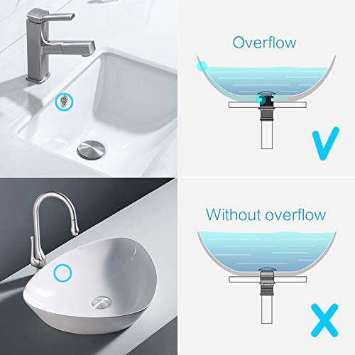 KAIYING Pop Up Drain with Overflow, Bathroom Vessel Sink Drain | with Overflow, Detachable Basket Drain Stopper Assembly, Anti-Clogging & Anti-Explosion Drain Strainer, Brushed Nickel - color: Brushed Nickel, style: With Overflow