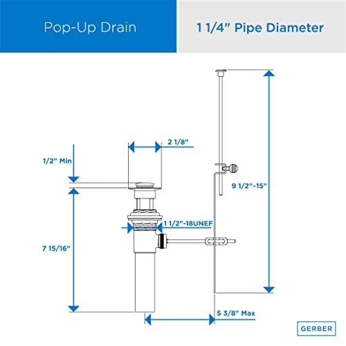 Gerber Plumbing Metal Pop-Up Drain Assembly with Lift Rod
