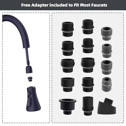 Hibbent Pull Down Spray Head, NSF/ANSI/CAN 61 & CUPC Certified 3-Function Spray Nozzle, 15 Adapters, Kitchen Sink Faucet Head Replacement Compatible with Moen, Delta, Kohler, Oil-Rubbed Bronze - color: Oil Rubbed Bronze, style: 2.5 Gallon Per Minute
