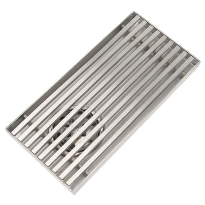 304 Stainless Steel Linear Shower Drain 8 Inch Long 20x10 cm Rectangular Floor Grate for 50 mm Pipe Middle Outlet (Side Drain) - size: Side Drain