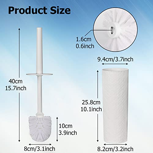 Topsky Toilet Brush & Holder Set, 2 Pack Plastic Round Barrel Loo Brush with 2 Replacement Heads, Durable for Bathroom, White - color: White