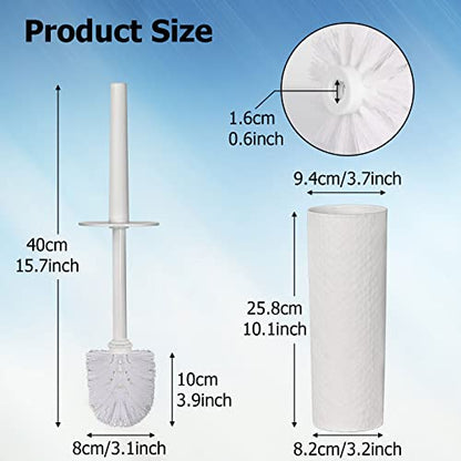 Topsky Toilet Brush & Holder Set, 2 Pack Plastic Round Barrel Loo Brush with 2 Replacement Heads, Durable for Bathroom, White - color: White