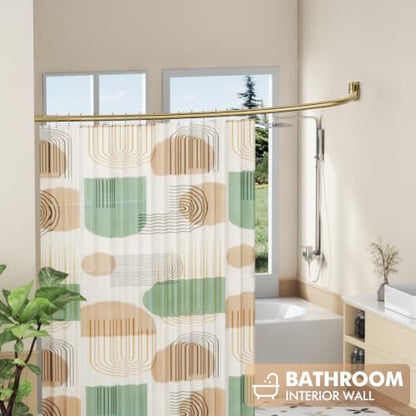 Curved Shower Curtain Rod for Bathroom, 40-72 Inches Adjustable Shower Rod | Rustproof Shower Curtain Rod with Rotating Brackets for Extra 30% Large Shower Space, 0.9MM thickness, Need to Drill, Gold - color: Gold