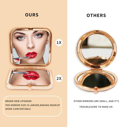 Cheetah Leopard Brown Print Foldable Travel Pocket Mirror Square Metal Portable Mini Makeup Double Sided Handheld Magnifying, 2.8 in - color: Leopard Brown Print