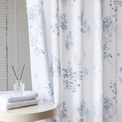Light Blue Grey Small Stall Shower Curtain,Waterproof Fabirc Dusty Blue and White Grand Millenial Shower Curtains for Bathroom with Hooks 36x72 - color: Grey & Blue, size: 36"W x 72"L (Pack of 1)