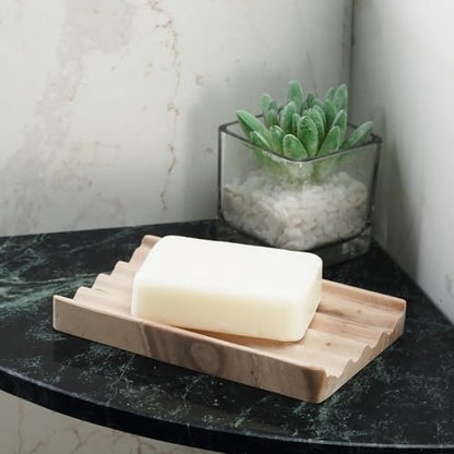Karibiber Soap Holder, Marble Soap Dish for Shower, Bar Soaps Holder with Water Ripple Design, Easy Cleaning Soaps Saver for Kitchen Sink，Bathroom, Executive Indian Natural Stone Soap Tray(Phalodi) - color: India-phalodi