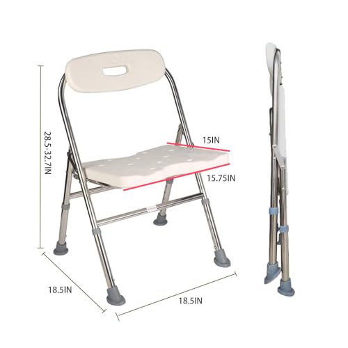 Elderly Assis One-Piece Shower Chair Premium Series Shower Chair with Back Adjustable Bath Chair for Seniors Disabled Injured Pregnant Woman White Supports Up to 330 Lbs - color: Shower Chair 202-8