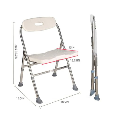 Elderly Assis One-Piece Shower Chair Premium Series Shower Chair with Back Adjustable Bath Chair for Seniors Disabled Injured Pregnant Woman White Supports Up to 330 Lbs - color: Shower Chair 202-8