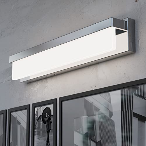 LED Bathroom Vanity Light Fixture Over Mirror 32.3 inch Modern Rectangle Finishing Bath Vanity Lighting Bar 4000K Daylight Wall Sconce (Chrome) - color: Chrome, size: 32 inch