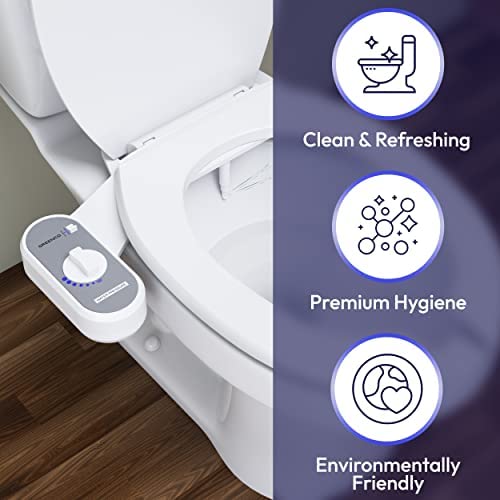 Greenco Toilet Bidet Attachment - Universal Fit, Easy Installation, Adjustable Brackets and Water Pressure, Durable Non-Electric Fresh Water Spray Bidet for Toilet Seat (17 x 3.4 x 9.5 inches)