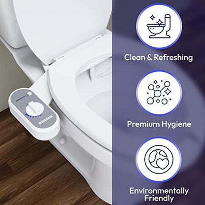 Greenco Toilet Bidet Attachment - Universal Fit, Easy Installation, Adjustable Brackets and Water Pressure, Durable Non-Electric Fresh Water Spray Bidet for Toilet Seat (17 x 3.4 x 9.5 inches)